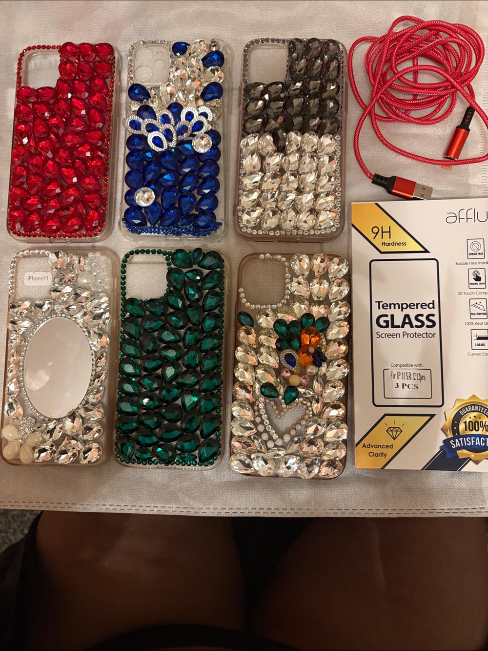 Rhinestone Bling Phone Case - Red, Blue, Green, Silver